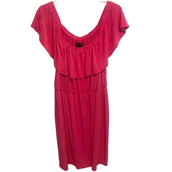 Lane Bryant NEW Flounce Dress Womens Size 14/16W Pink Off Shoulder Barbiecore - Picture 1 of 6